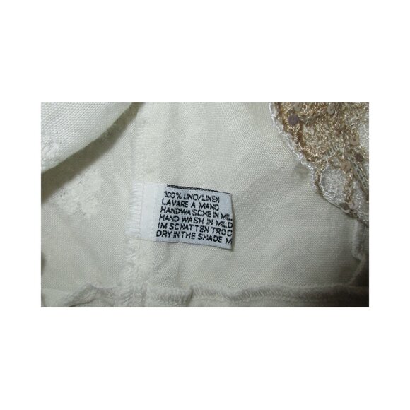 Vintage 1970's Macrame Positano Italy Embroidered White Linen Maxi Dress Size S - Picture 10 of 10